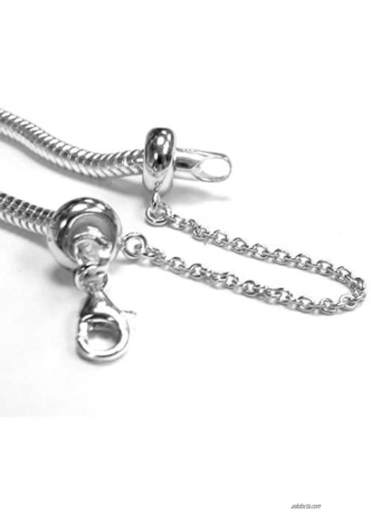 Sterling Silver Stopper Safety Chain Bead Charm European Style Bead Charm