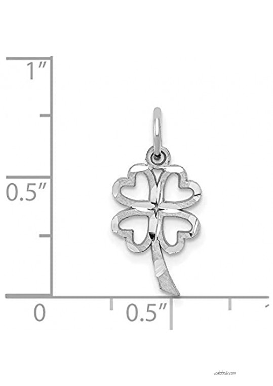 10k White Gold White Gold Solid Open 4-Leaf Clover Charm 20 mm x 10 mm