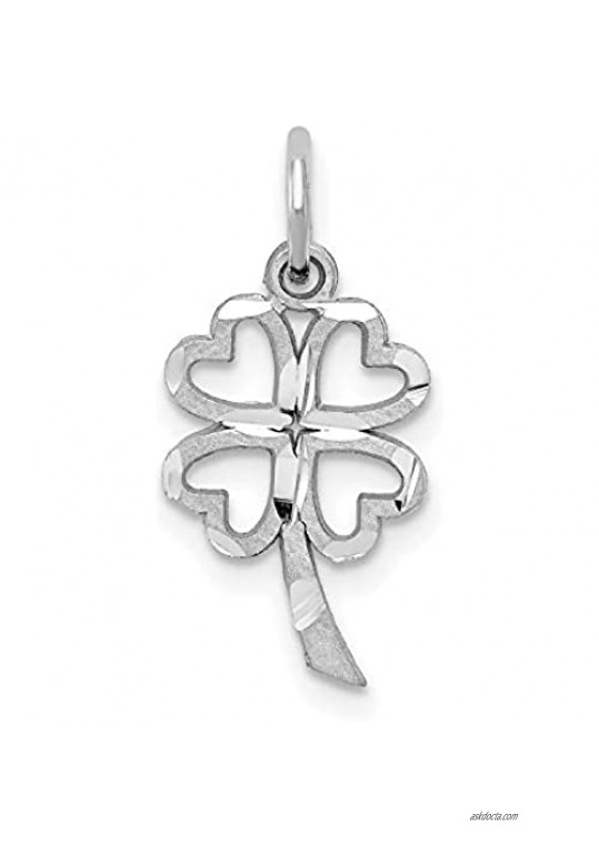 10k White Gold White Gold Solid Open 4-Leaf Clover Charm 20 mm x 10 mm