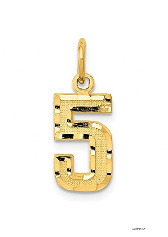 14K Yellow Gold Casted Small Shiny-Cut Number 5 Charm