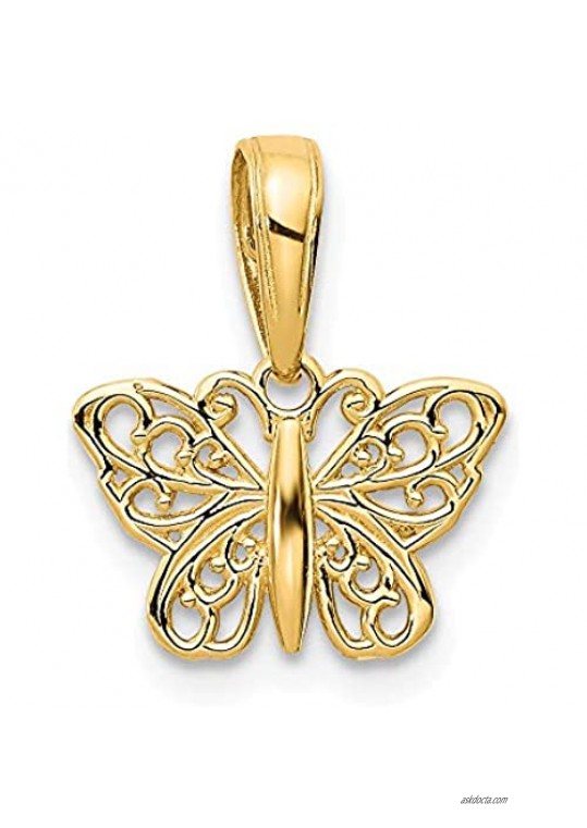 14K Yellow Gold Filigree Butterfly Charm
