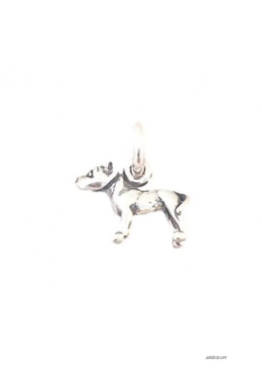 925 Sterling Silver 3-D SMALL PIT BULL CHARM Pendant Dog Puppy New .925 bracelet Charm DG08