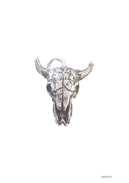 925 Sterling Silver 3-D STEER SKULL CHARM Pendant Cow Bull Head Old West Southwest NEW .925 Bracelet Charm AN110