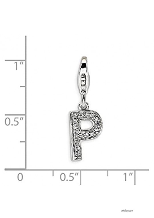 Big Sur Elegance Sterling Silver Full CZ Letter P with Lobster Clasp Charm