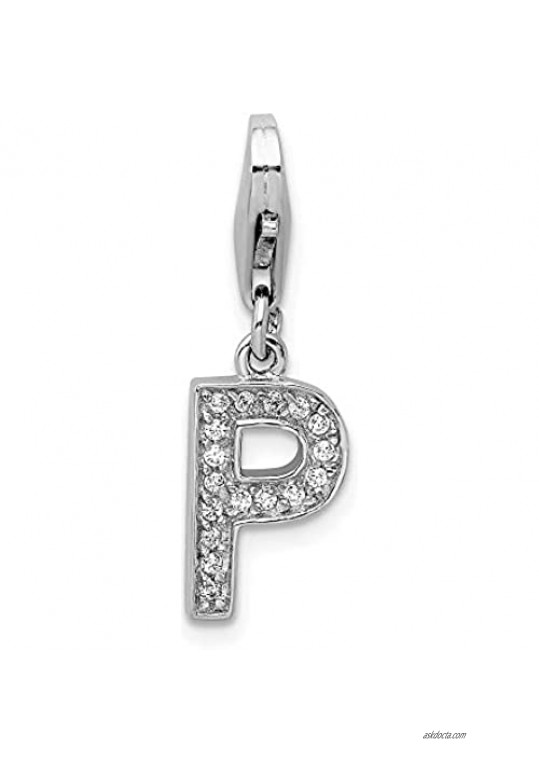 Big Sur Elegance Sterling Silver Full CZ Letter P with Lobster Clasp Charm
