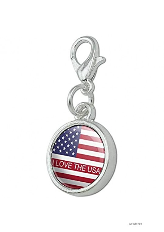 GRAPHICS & MORE American USA Flag Personalized Custom Antiqued Bracelet Pendant Zipper Pull Charm with Lobster Clasp