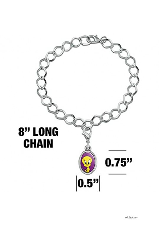 GRAPHICS & MORE Looney Tunes Tweety Bird Silver Plated Bracelet with Antiqued Oval Charm