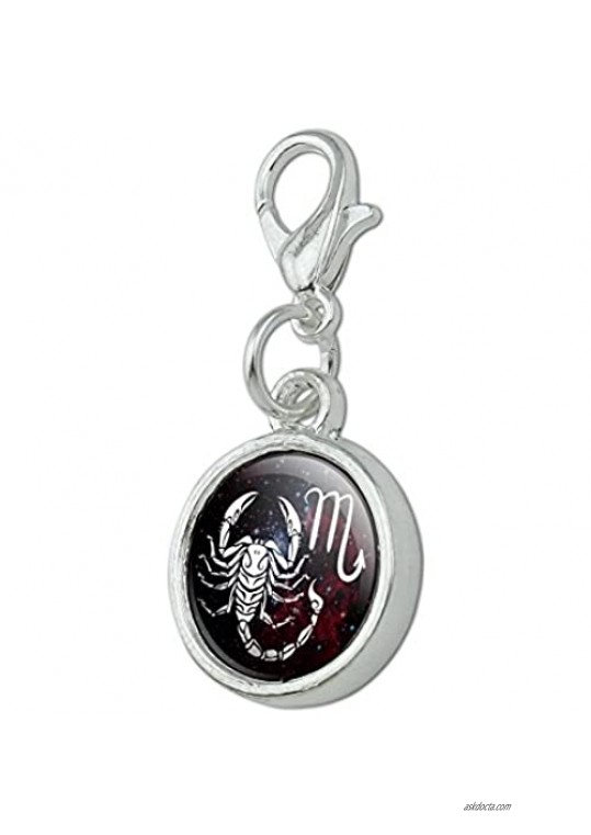GRAPHICS & MORE Scorpio Scorpion Zodiac Sign Horoscope in Space Antiqued Bracelet Pendant Zipper Pull Charm with Lobster Clasp