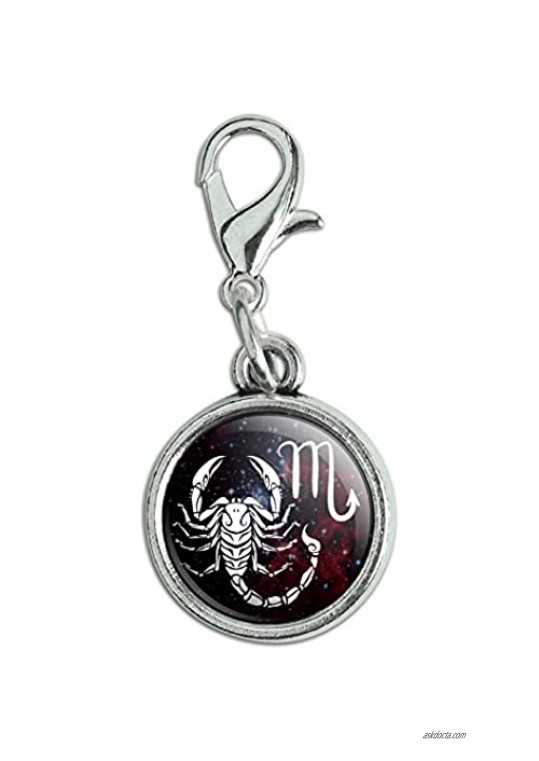 GRAPHICS & MORE Scorpio Scorpion Zodiac Sign Horoscope in Space Antiqued Bracelet Pendant Zipper Pull Charm with Lobster Clasp
