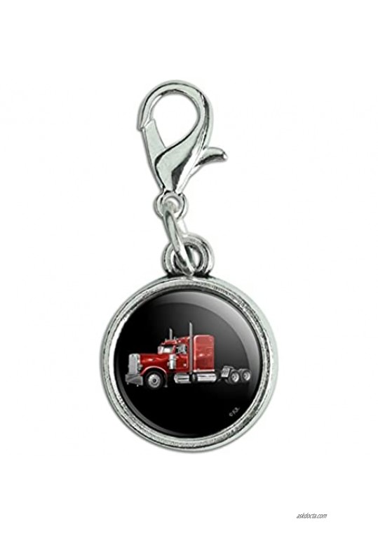 GRAPHICS & MORE Semi Tractor Trailer Truck Trucker Antiqued Bracelet Pendant Zipper Pull Charm with Lobster Clasp