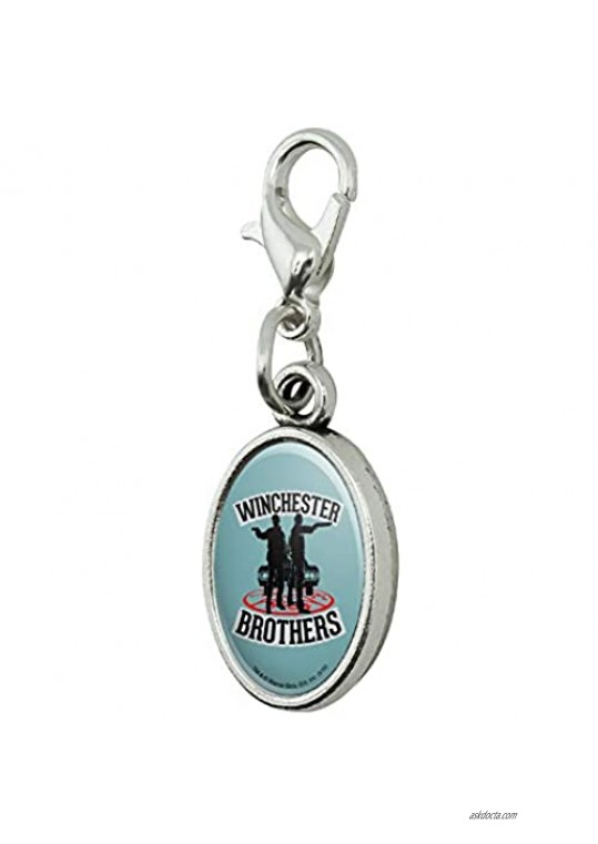 GRAPHICS & MORE Supernatural Winchester Brothers Antiqued Bracelet Pendant Zipper Pull Oval Charm with Lobster Clasp