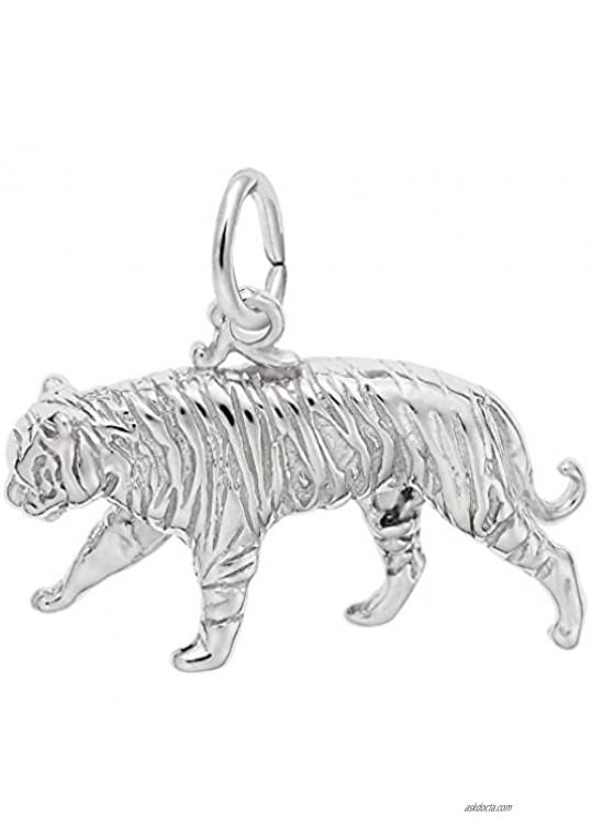 Rembrandt Charms Sterling Silver Tiger Charm (21 x 10.5 mm)