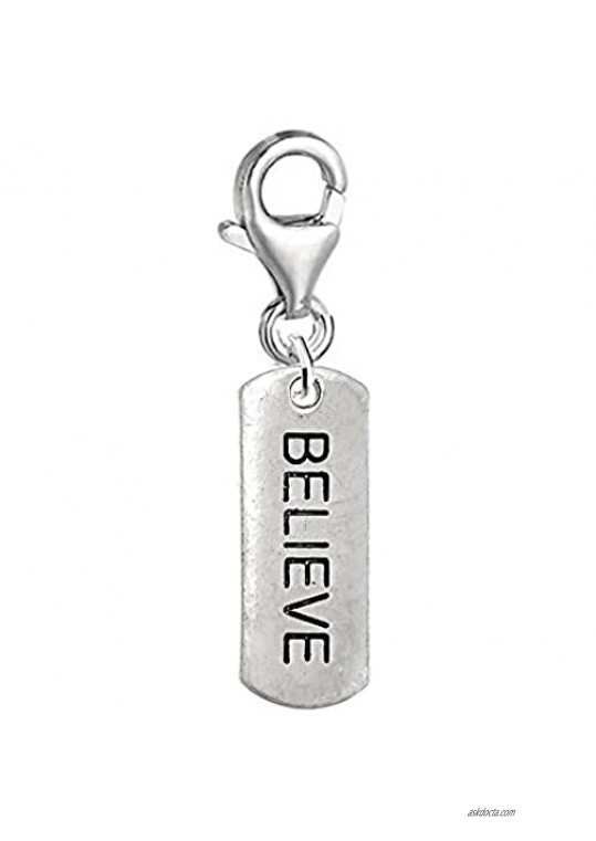 Sexy Sparkles Believe  Blessed Brave Dream Faith Family Fearless Inspire  Namaste Lobster Clasp Charms Jewelry to Choose from