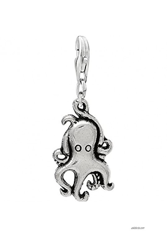 Sexy Sparkles Octopus Clip On Charm for European Jewelry with Lobster Clasp