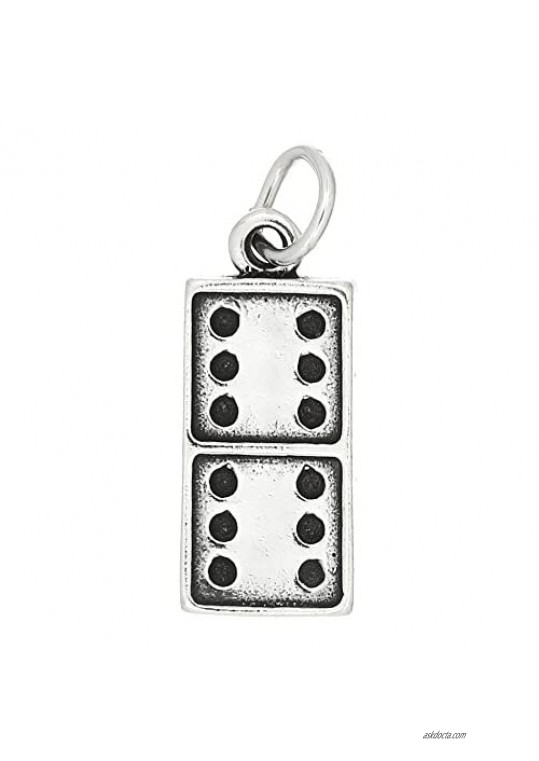 Sterling Silver One Sided Domino Game Piece Charm