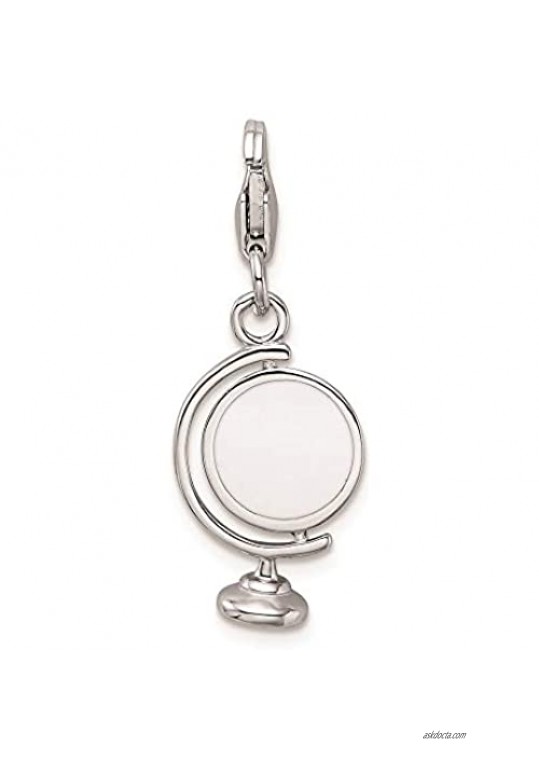 Sterling Silver Rhodium Enameled Globe w/Lobster Clasp Charm 19mm 10mm style QCC1073