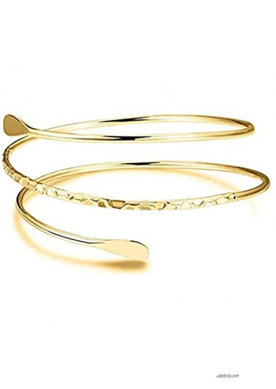 6-8Pcs Exaggerated Cuff Upper Snake Leaf Bracelet Bangle Band Armlet for Women Men Girl Boy Stackable Open Adjustable Polished Gold Silver Plated Armband Arm Jewelry