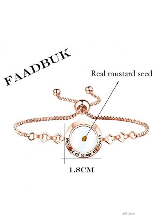 FAADBUK Christian Mustard Seed Bracelet Christian Gift With God All Things Are Possible Mustard Seed Jewelry Bracelet Religious Gift Jewelry For Women Girl