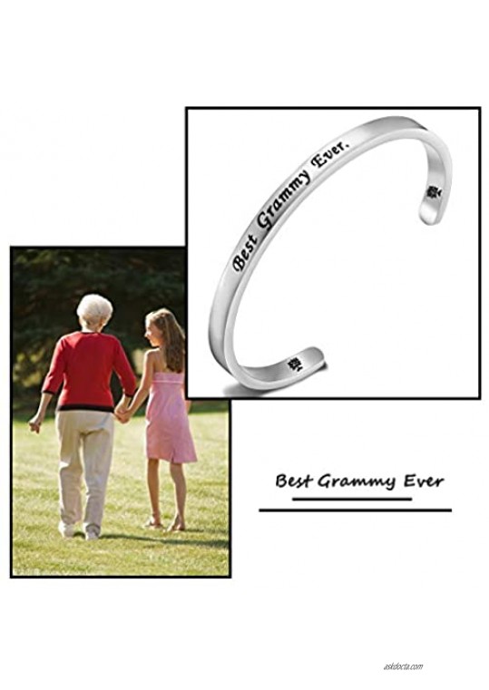 FEELMEM Best Grammy Ever Cuff Bangle Bracelet Grandma Bracelet for Grammy Grandma Gift