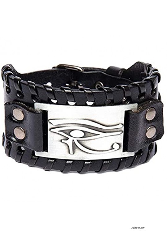 GelConnie Viking Bracelet Nordic Bracelets Punk Leather Cuff Bracelet Gothic Leather Wristband Amulet Scandinavian Talisman Pagan Jewelry