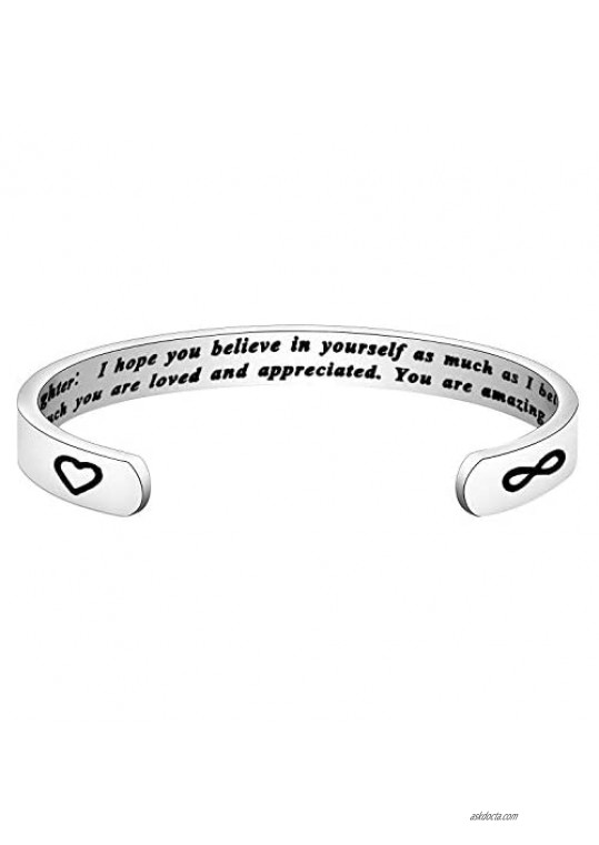 Gzrlyf To My Daughter Cuff Bracelet I Hope You Believe in Yourself as much as I Believe in You