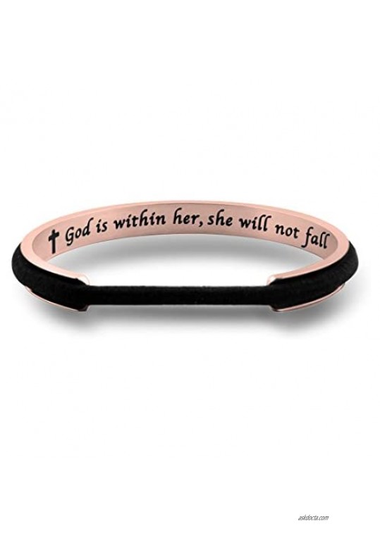Hair Tie Bracelet Psalm 46:5 God Is Within Her She Will Not Fall Cuff Bracelet Christian Jewelry Bible Verse Bracelet