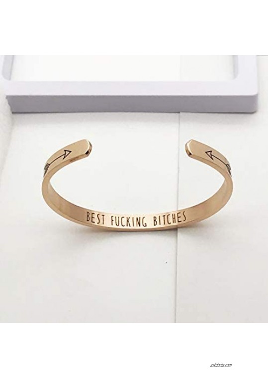 Inspirational Bracelet for Women Girls Mantra Cuff Bangle Engraved Personalized Gift Friendship Bracelets for Sister Best Friend Graduation Gifts