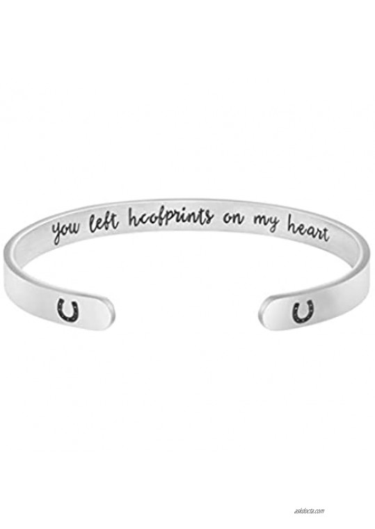 Joycuff Horse Memorial Gifts for Teen Girls Horse Lover Jewelry Sympathy Bracelets for Women Daughter Sister Girlfriend Best Friend Wife Mantra Cuff Bangle Remembrance Gifts