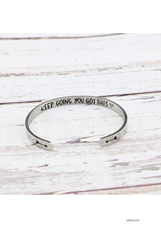 Jvvsci Keep Going You Got This Cuff Bracelet Inspirational Motivational Gift Friends BFF Sisters Encouragement Gift Uplifting Gift for Her Strength Jewelry Arrow Symbols Secret Message
