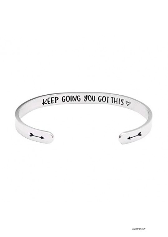Jvvsci Keep Going You Got This Cuff Bracelet  Inspirational Motivational Gift  Friends BFF Sisters Encouragement Gift Uplifting Gift for Her  Strength Jewelry  Arrow Symbols  Secret Message