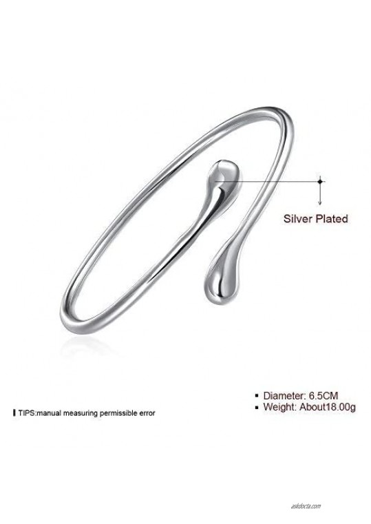 Kalapure Sterling Silver Plated Bangle Bracelet for Women Water Drop Cuff Bracelets Adjustable