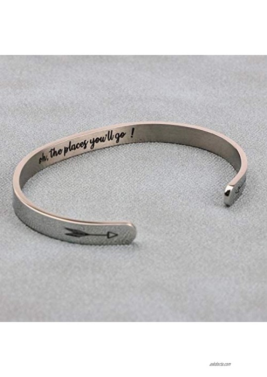MEMGIFT Inspirational Bracelet for Women Motivational Mantra Cuff Jewelry Stainless Steel Birthday Graduation Gifts