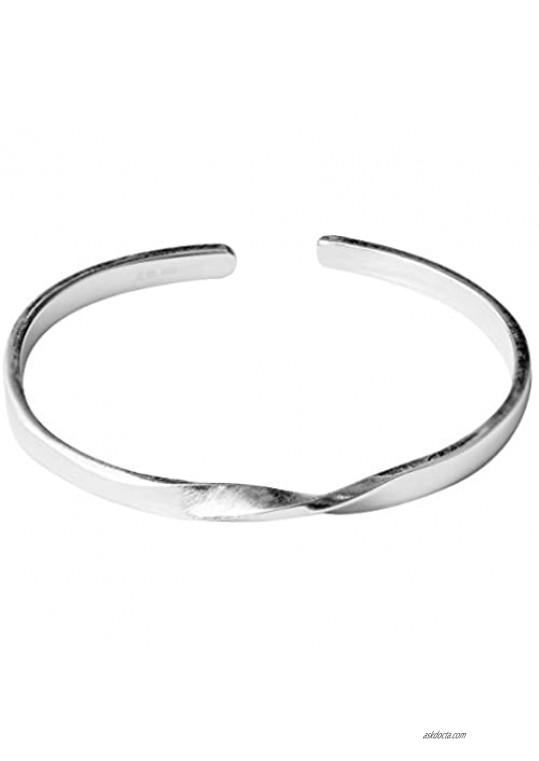 Merdia S999 Sterling Silver Bangle Bracelets Opend Design Adjustable Bangles for Women and Girls