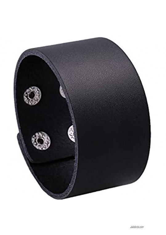 Mgutillart Punk Metal Buckle Wristband Wide Leather Cuff Bracelet