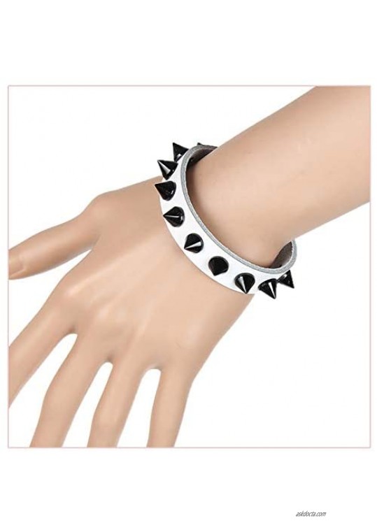 Nsitbbuery Hip Hop Rivet Wristband Spike Leather Cuff Bracelet