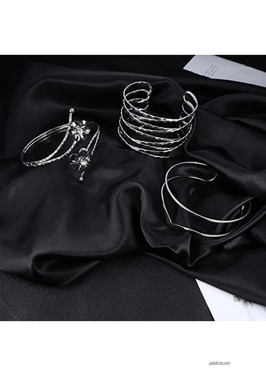 ORAZIO 6Pcs Arm Cuff Upper Arm Bracelet Band for Women Gold Plated Greek Arm Cuff Bangle Snake Armband Adjustable Armlet Arm Jewelry