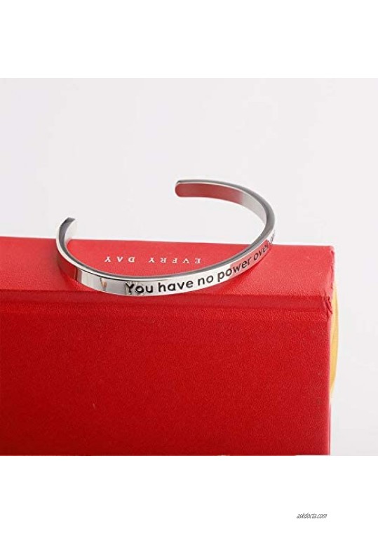 PLITI You Have No Power Over Me Inspirational Cuff Bangle Bracelets for Women Movie Gift