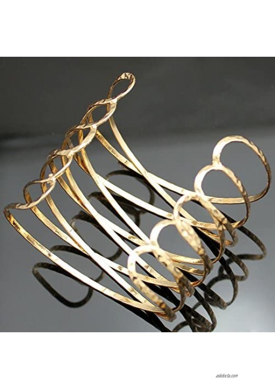 RechicGu Greek Roman Twisted Cross Cage Bracelet Armband Upper Arm Cuff Armlet Bridal
