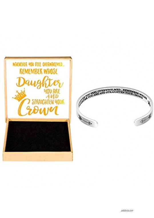SANNYRA Inspirational Bracelets for Women Girls Personalized Gift Engraved Cuff Bangle for Mom Daughter Teen Girls Gift