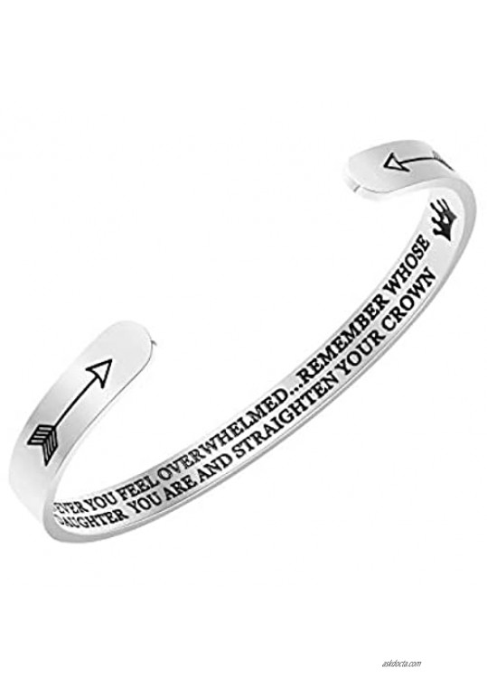 SANNYRA Inspirational Bracelets for Women Girls Personalized Gift Engraved Cuff Bangle for Mom Daughter Teen Girls Gift