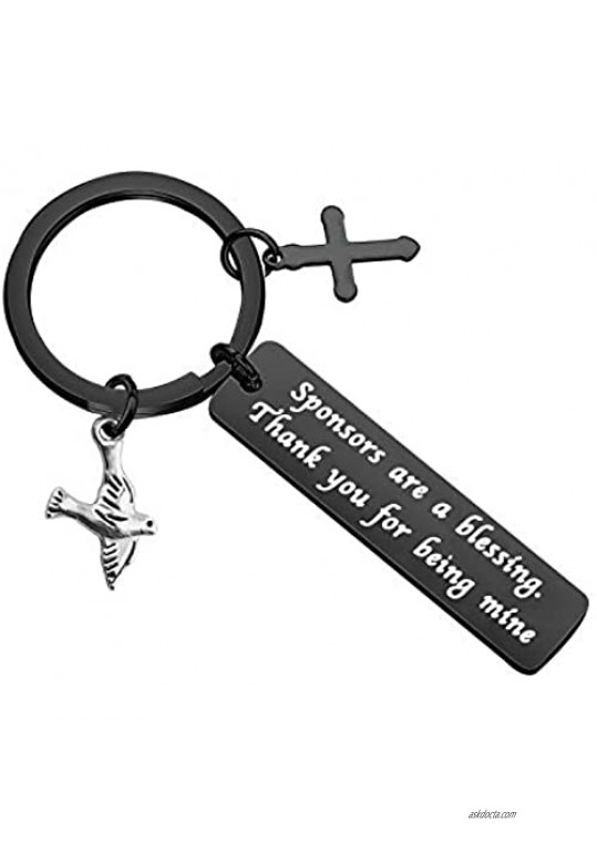 SEIRAA Confirmation Sponsor Thank You Gift Catholic Mentor Gift Thank You for Being Mine Keychain Gift for Godparents Godmother