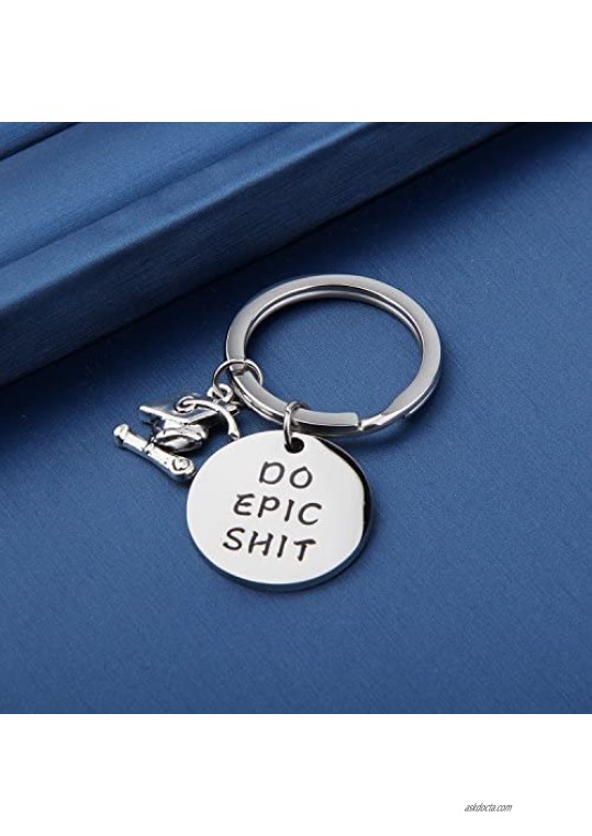 TGBJE Do Epic Shit Keychain Hand Stamped Keychain Graduation Gift for Grad