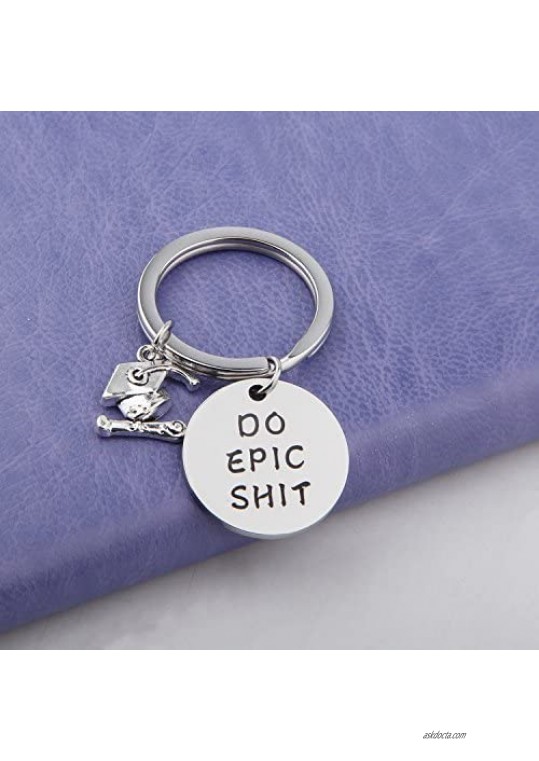TGBJE Do Epic Shit Keychain Hand Stamped Keychain Graduation Gift for Grad