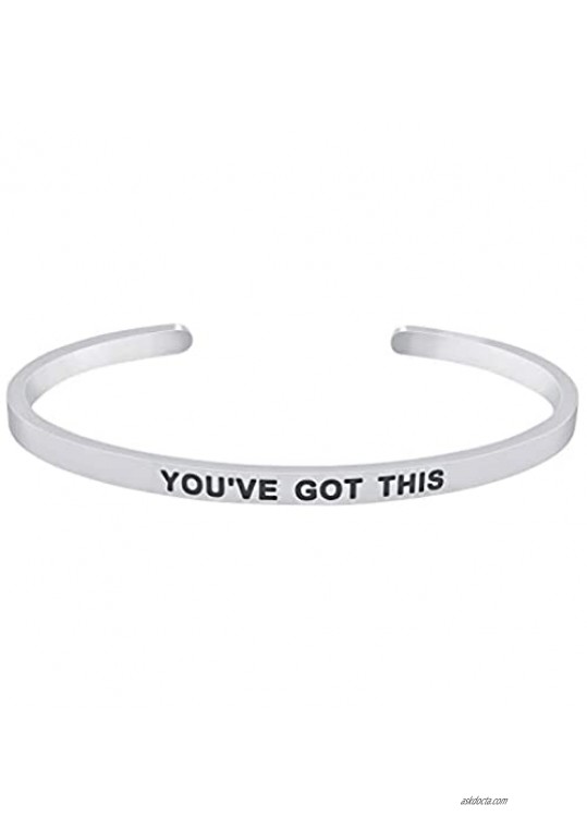 'You've Got This I Believe in You'' Inspirational Mantra Quote Cuff Bangle for Women and Teen Girls
