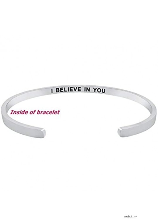 'You've Got This I Believe in You'' Inspirational Mantra Quote Cuff Bangle for Women and Teen Girls