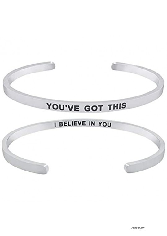 'You've Got This  I Believe in You'' Inspirational Mantra Quote Cuff Bangle for Women and Teen Girls