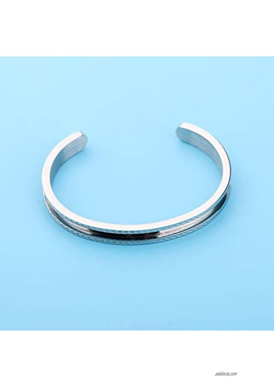 Zuo Bao Hair Tie Bracelet Stainless Steel Grooved Cuff Bangle for Women Girls