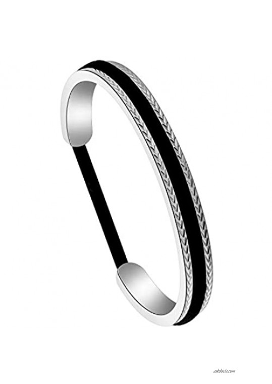 Zuo Bao Hair Tie Bracelet Stainless Steel Grooved Cuff Bangle for Women Girls