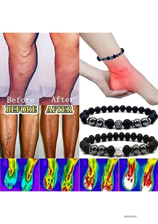 Anti-Swelling Black Obsidian Anklet Matte Vintage Magnet Weight Loss Bracelet for Women Men Feng Shui Obsidian Pain Relief Foot Decoration