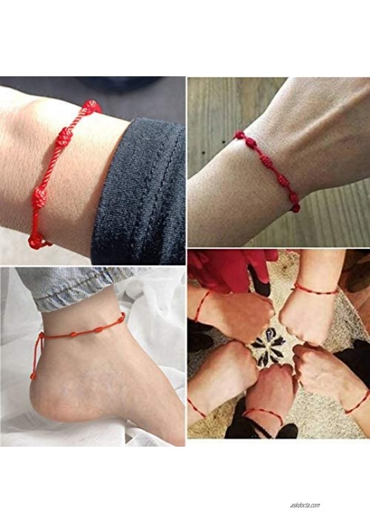 BELLA-Bee 7 Knots Red String Red Cord of Fate Bracelet Adjustable Good Luck Protection Bracelet with Massage Card Gift for Women Men Boys Girls